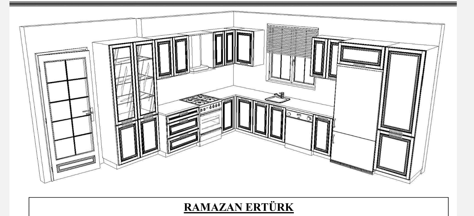 mutfak için teknik çizim 3D